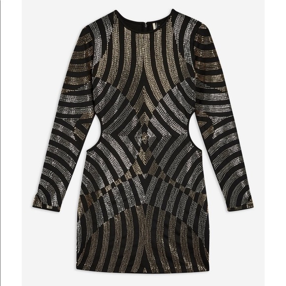 Top shop Bugle Bead Cutout Body-Con Dress - Picture 4 of 7